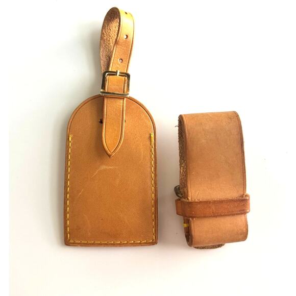 Authentic Louis Vuitton Vachetta Leather Name Luggage Tag‎ And Poignet Set SN408 - Picture 2 of 4